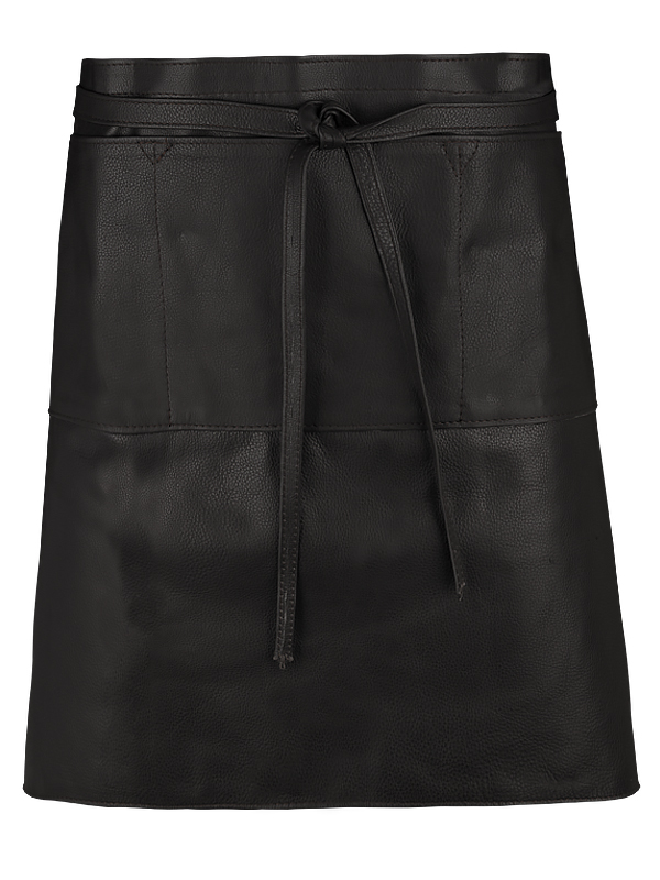 Serving apron in leather, black