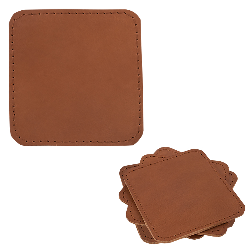 Coasters in leather sqaure cognac