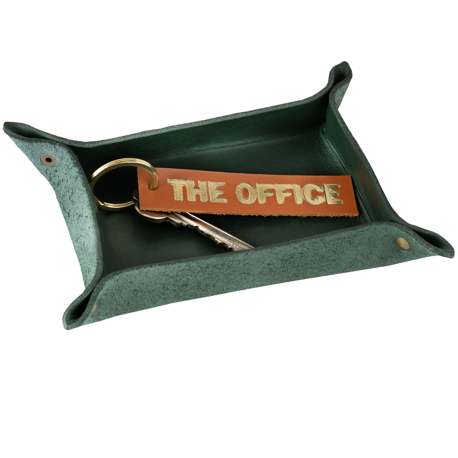 Leather tray green