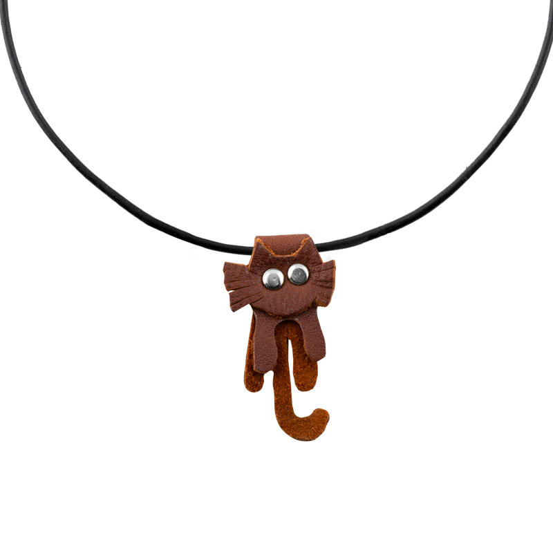 Leather Necklace brown cat