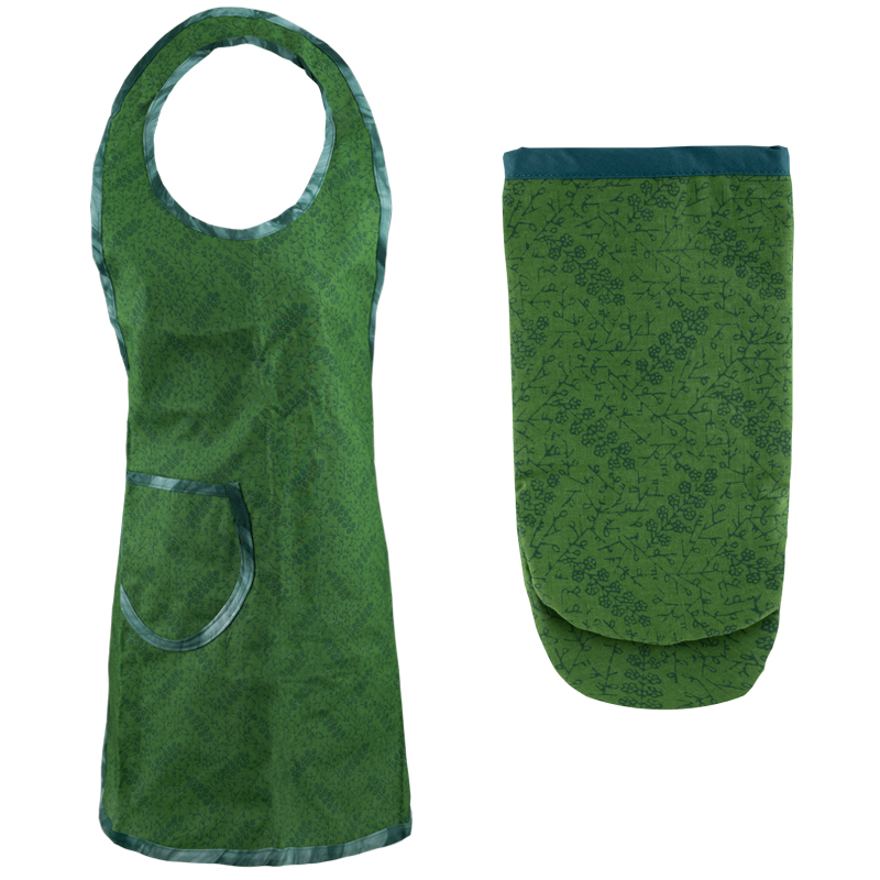 Apron green  + oven mitt